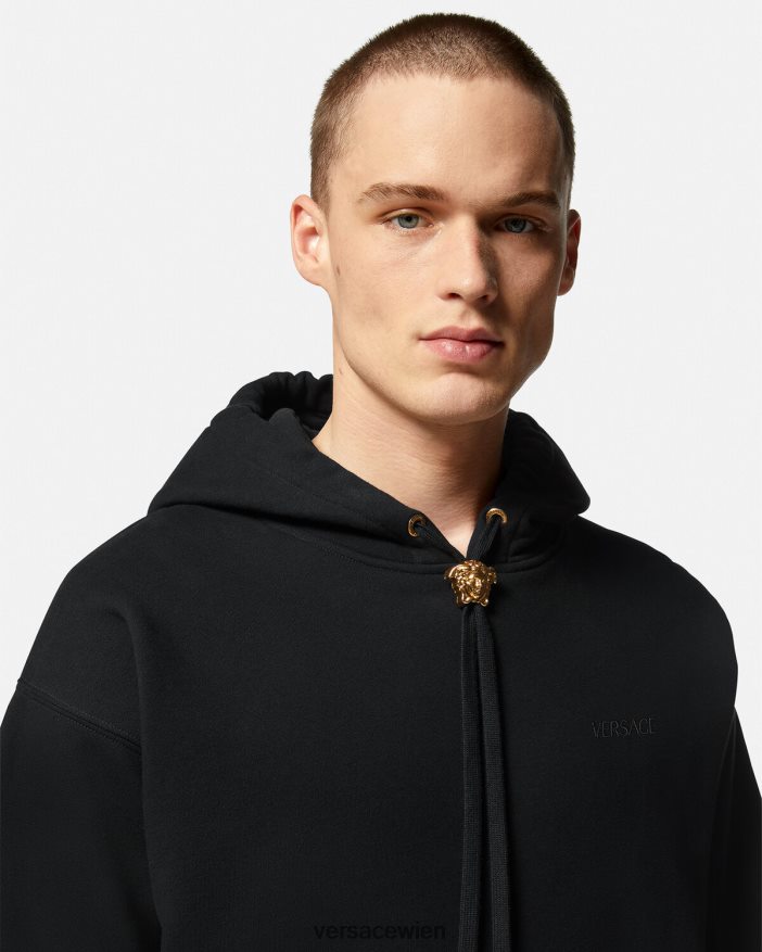 Schwarz Kapuzenpullover mit Medusa Versace Männer Kleidung 8N4XJD1414