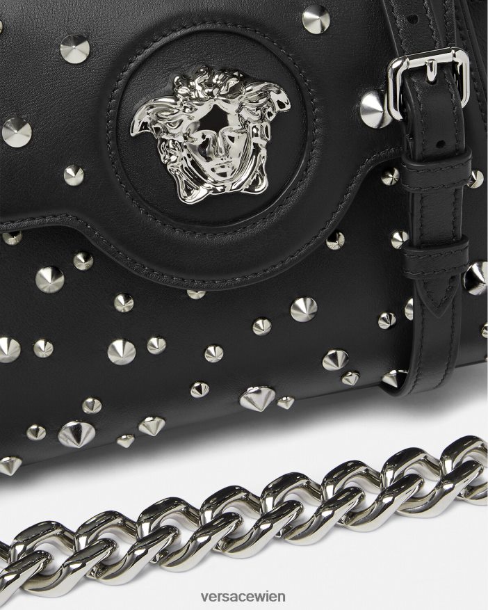 Schwarz Kleine La Medusa-Handtasche mit Stacheln Versace Frauen Taschen 8N4XJD350