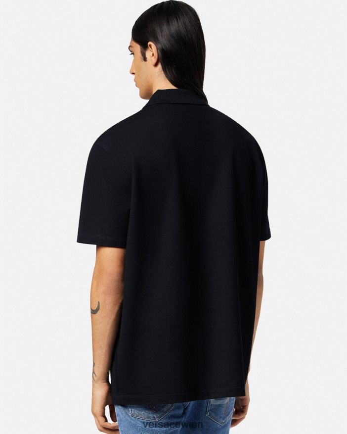 Schwarz Kurzarm-Poloshirt mit Medusa-Motiv Versace Männer Kleidung 8N4XJD1373