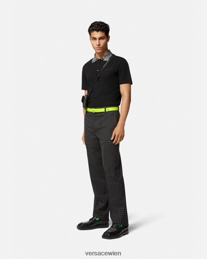 Schwarz Kurzarm-Poloshirt mit Nieten Versace Männer Kleidung 8N4XJD1391