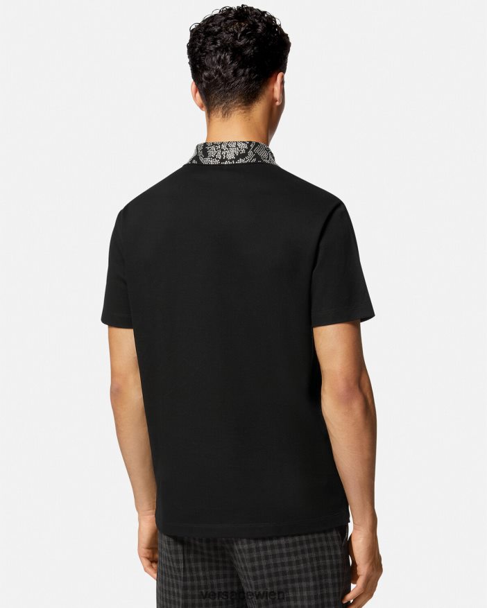 Schwarz Kurzarm-Poloshirt mit Nieten Versace Männer Kleidung 8N4XJD1391