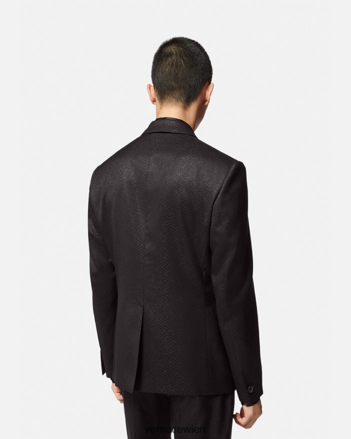 Schwarz La Greca-Jacquard-Blazer Versace Männer Kleidung 8N4XJD1277