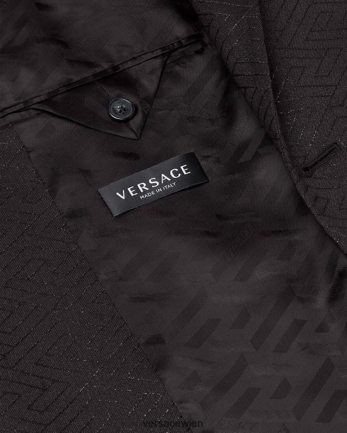 Schwarz La Greca-Jacquard-Blazer Versace Männer Kleidung 8N4XJD1277