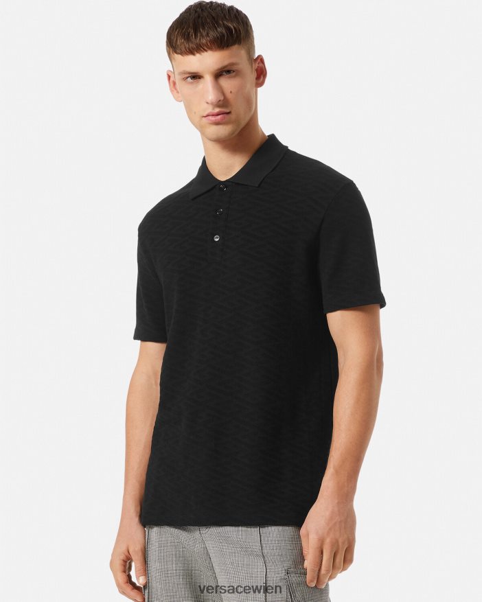 Schwarz La Greca-Poloshirt Versace Männer Kleidung 8N4XJD1394