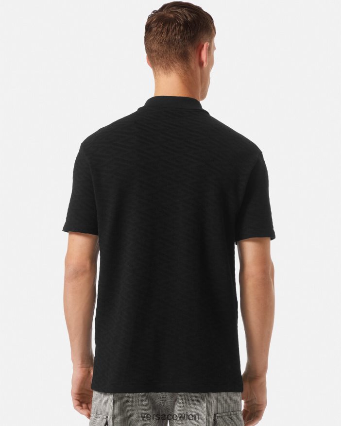 Schwarz La Greca-Poloshirt Versace Männer Kleidung 8N4XJD1394