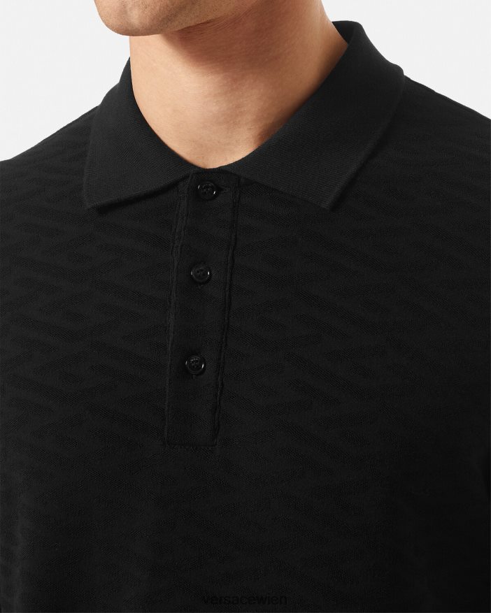 Schwarz La Greca-Poloshirt Versace Männer Kleidung 8N4XJD1394