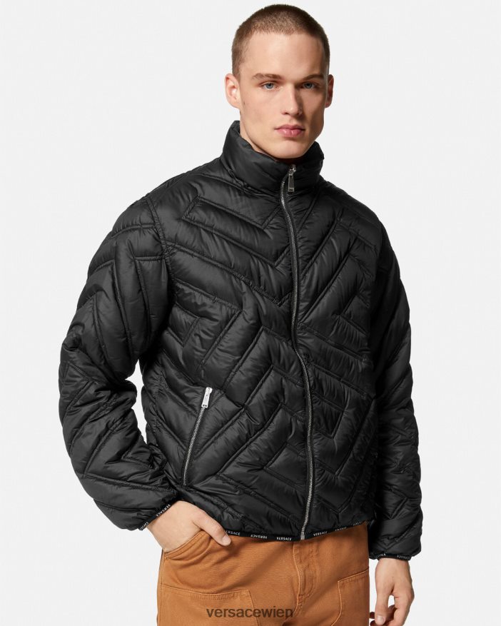 Schwarz La Greca-Pufferjacke Versace Männer Kleidung 8N4XJD1228