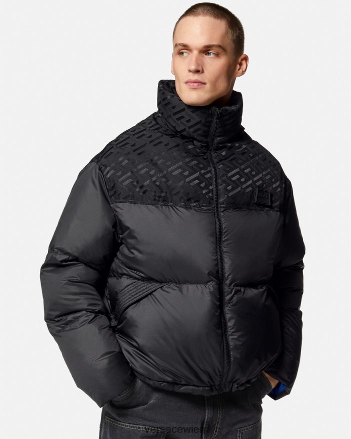 Schwarz La Greca-Pufferjacke Versace Männer Kleidung 8N4XJD1248