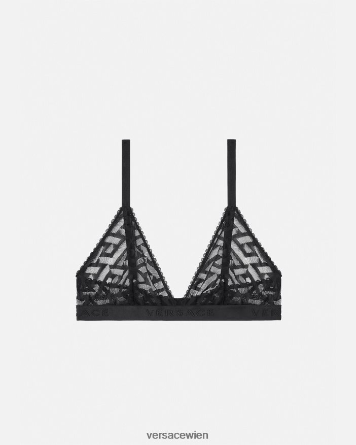 Schwarz La Greca-Tüll-Bralette Versace Frauen Unterwäsche und Strandbekleidung 8N4XJD1073