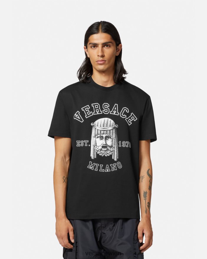 Schwarz La Maschera-Logo-T-Shirt Versace Männer Kleidung 8N4XJD1385