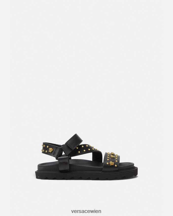 Schwarz La Medusa-Sandalen mit Nieten Versace Kinder Schuh 8N4XJD2041