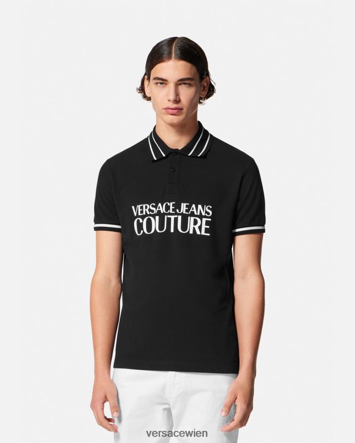 Schwarz Logo-Poloshirt Versace Männer Kleidung 8N4XJD2361