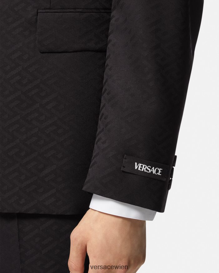 Schwarz Maßgeschneiderter La Greca-Blazer Versace Männer Kleidung 8N4XJD1264