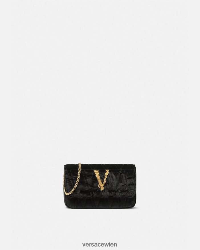 Schwarz Mini-Tasche aus Virtus-Samt Versace Frauen Taschen 8N4XJD377