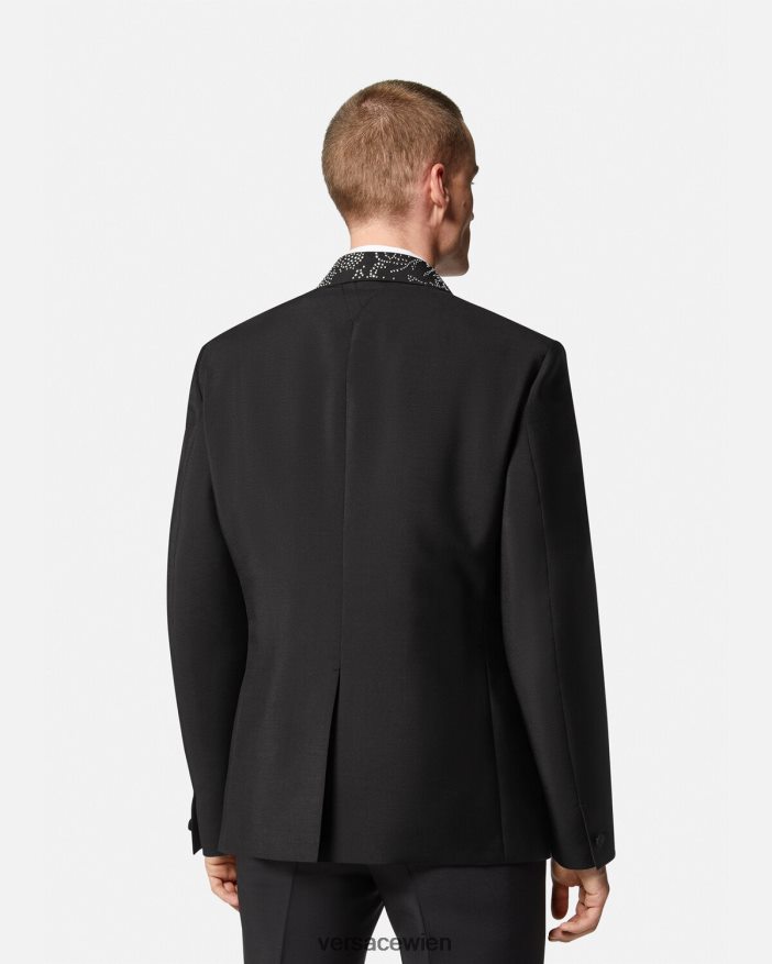 Schwarz Nietenbesetzter Blazer mit Barocco-Silhouette Versace Männer Kleidung 8N4XJD1275