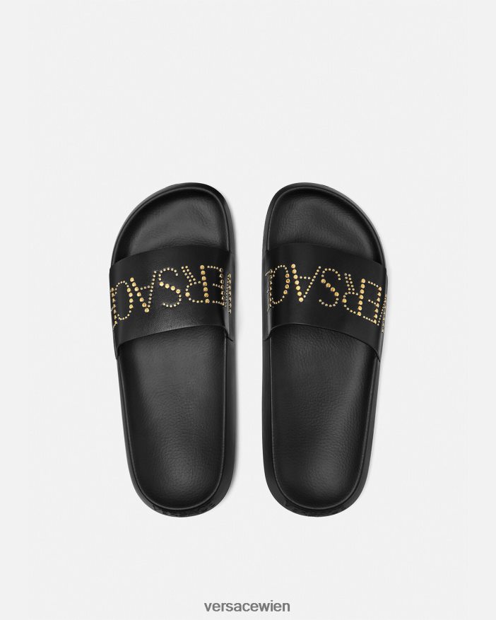 Schwarz Pantoletten mit Logo und Nieten Versace Männer Schuh 8N4XJD1596