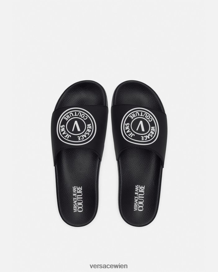 Schwarz Pantoletten mit V-Emblem-Logo Versace Männer Schuh 8N4XJD2458