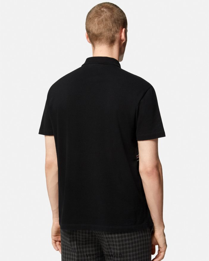 Schwarz Poloshirt mit Medusa-Stickerei Versace Männer Kleidung 8N4XJD1395