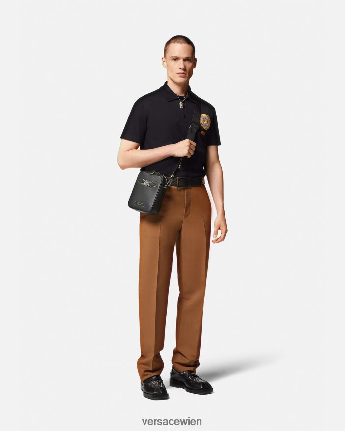 Schwarz Poloshirt mit Medusa-Stickerei Versace Männer Kleidung 8N4XJD1398