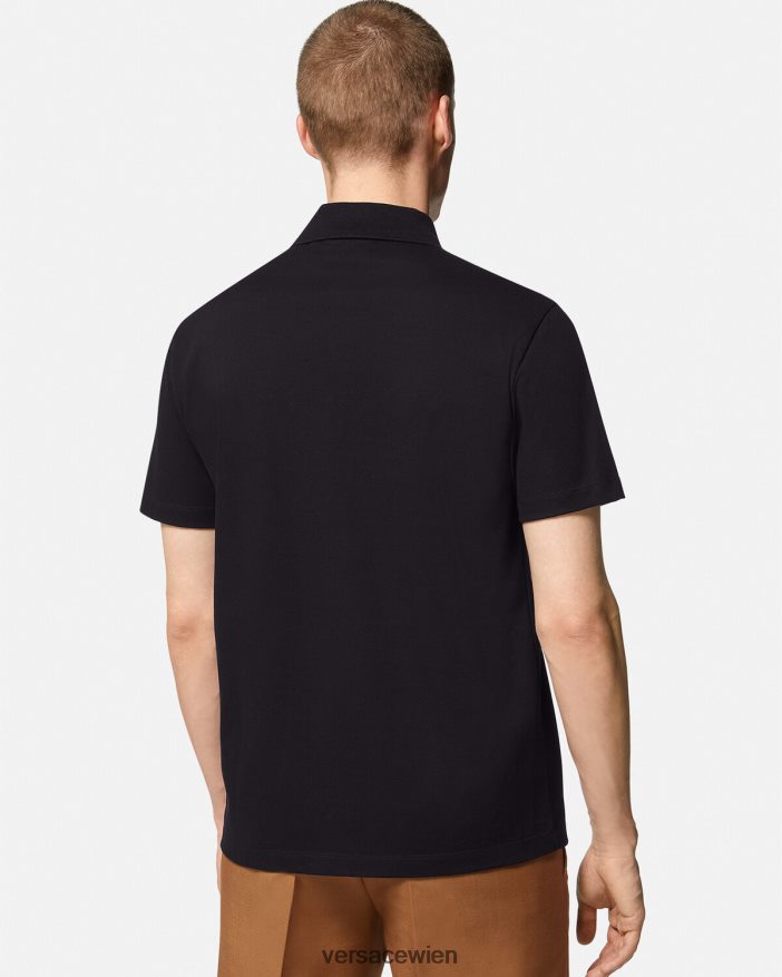 Schwarz Poloshirt mit Medusa-Stickerei Versace Männer Kleidung 8N4XJD1398