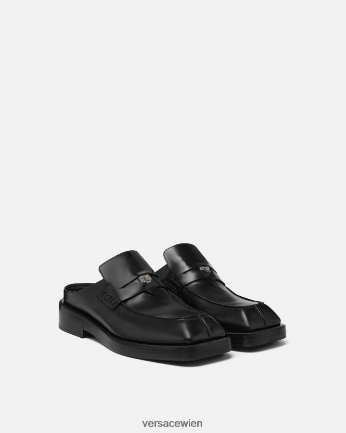 Schwarz Quadratische Loafer-Mules Versace Männer Schuh 8N4XJD1576