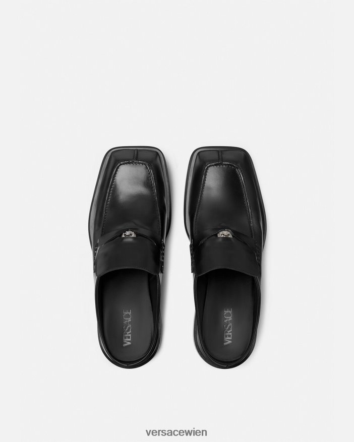 Schwarz Quadratische Loafer-Mules Versace Männer Schuh 8N4XJD1576