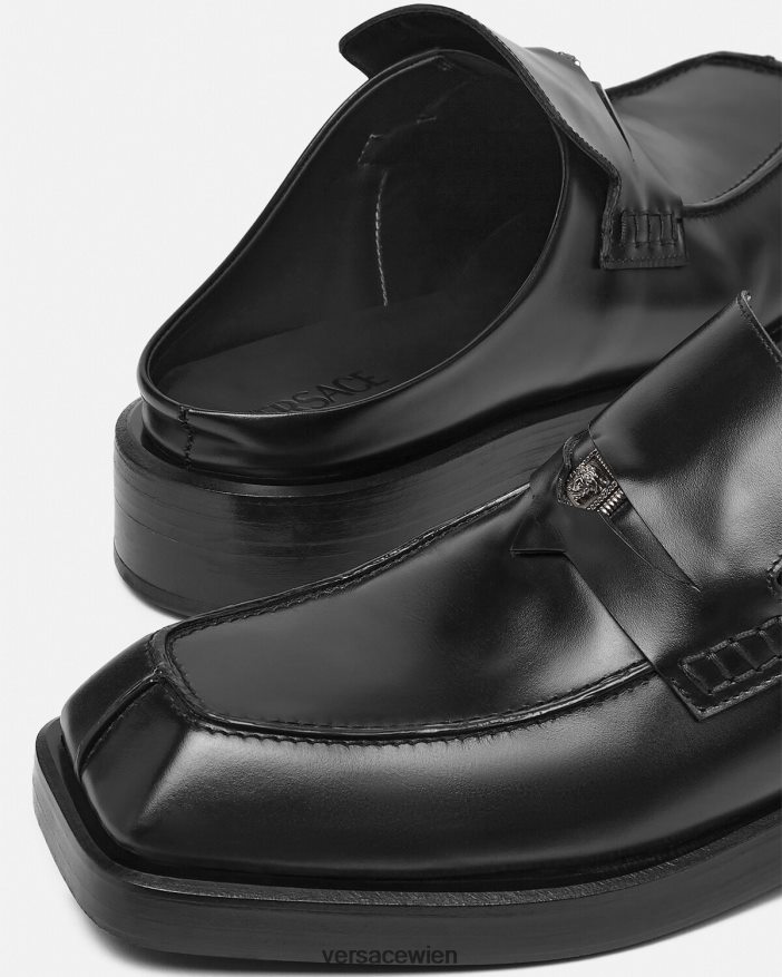 Schwarz Quadratische Loafer-Mules Versace Männer Schuh 8N4XJD1576