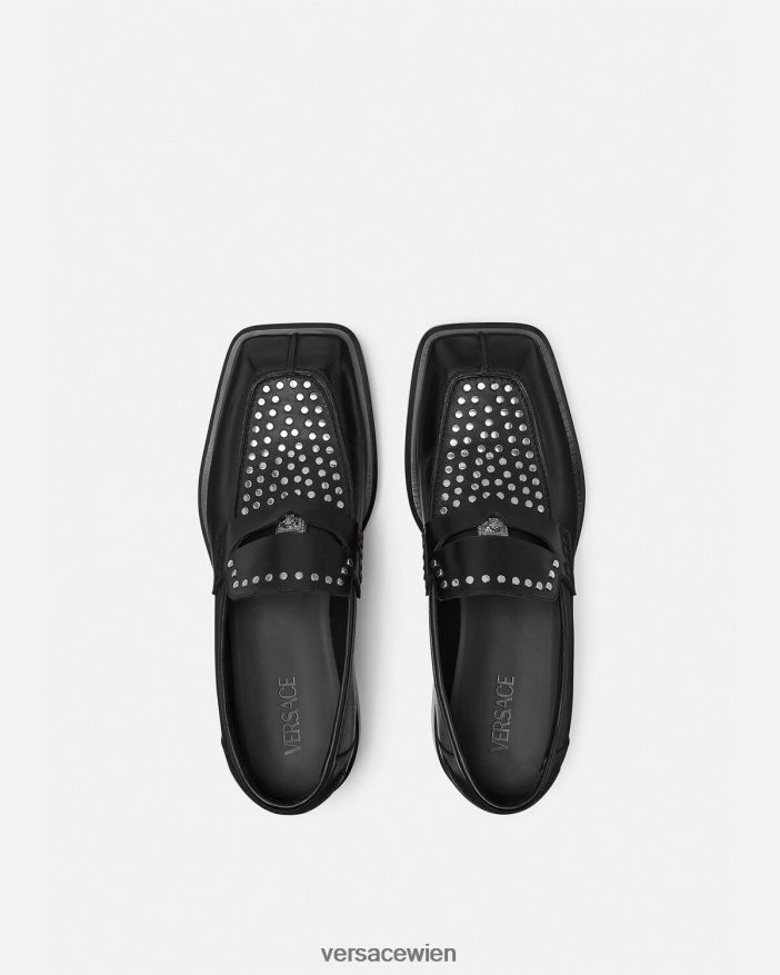 Schwarz Quadratische Slipper mit Nieten Versace Männer Schuh 8N4XJD1578