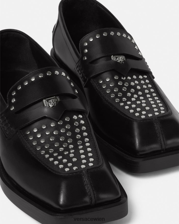 Schwarz Quadratische Slipper mit Nieten Versace Männer Schuh 8N4XJD1578