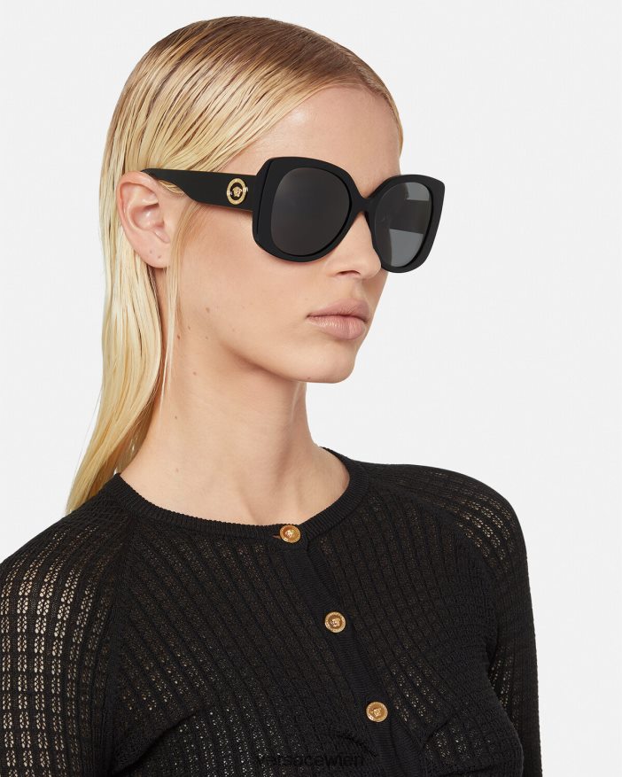 Schwarz Quadratische Sonnenbrille mit Medusa-Symbol Versace Frauen Zubehör 8N4XJD672