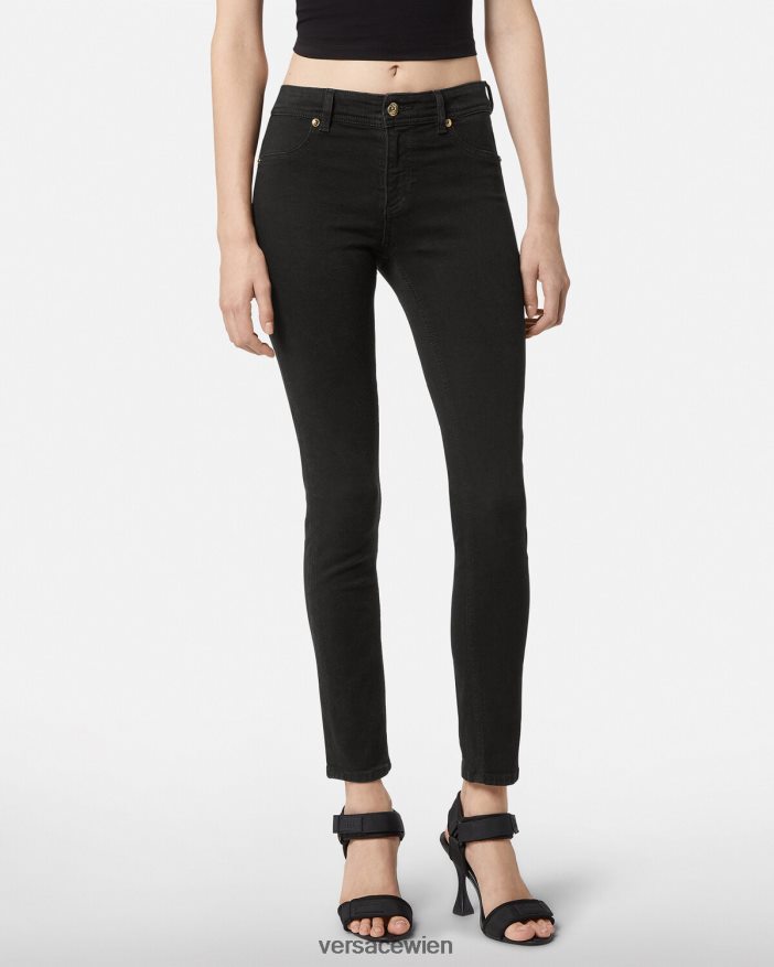 Schwarz Röhrenjeans mit Logo Versace Frauen Kleidung 8N4XJD2246