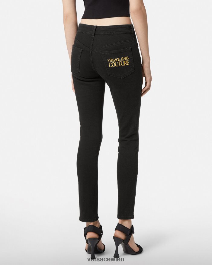 Schwarz Röhrenjeans mit Logo Versace Frauen Kleidung 8N4XJD2246