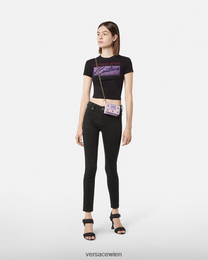 Schwarz Röhrenjeans mit Logo Versace Frauen Kleidung 8N4XJD2246