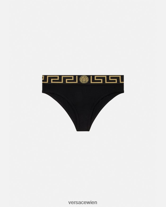 Schwarz Slip mit Greca-Bordüre Versace Frauen Unterwäsche und Strandbekleidung 8N4XJD1060