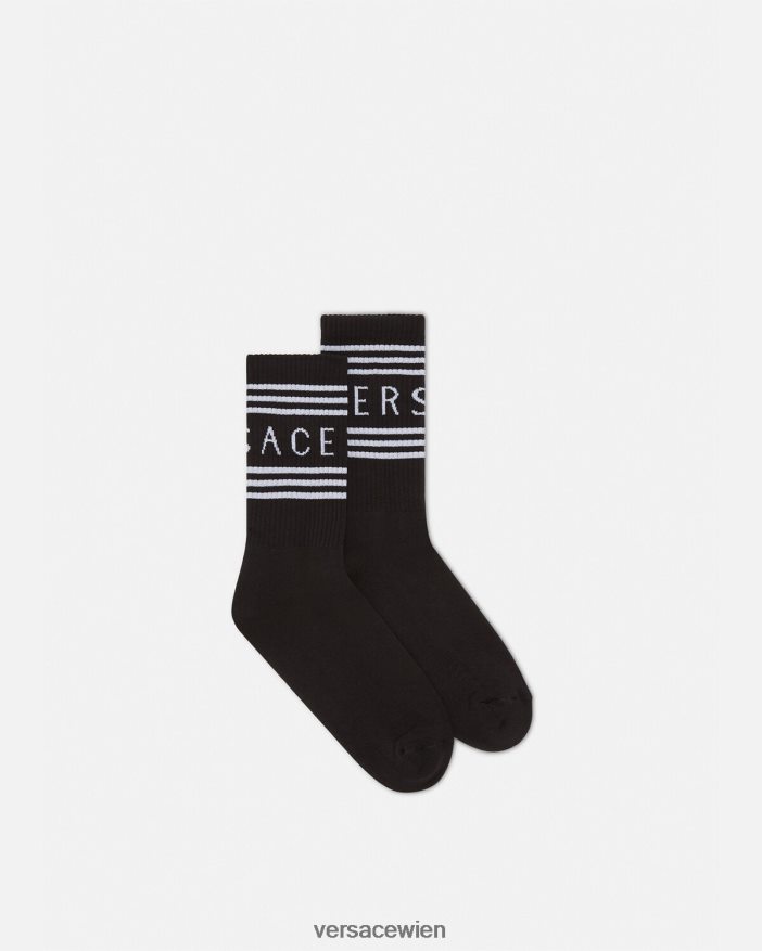 Schwarz Socken mit 90er-Jahre-Vintage-Logo Versace Frauen Unterwäsche und Strandbekleidung 8N4XJD1102