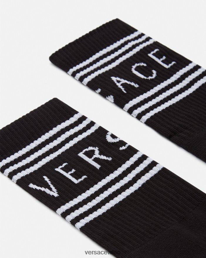 Schwarz Socken mit 90er-Jahre-Vintage-Logo Versace Frauen Unterwäsche und Strandbekleidung 8N4XJD1102