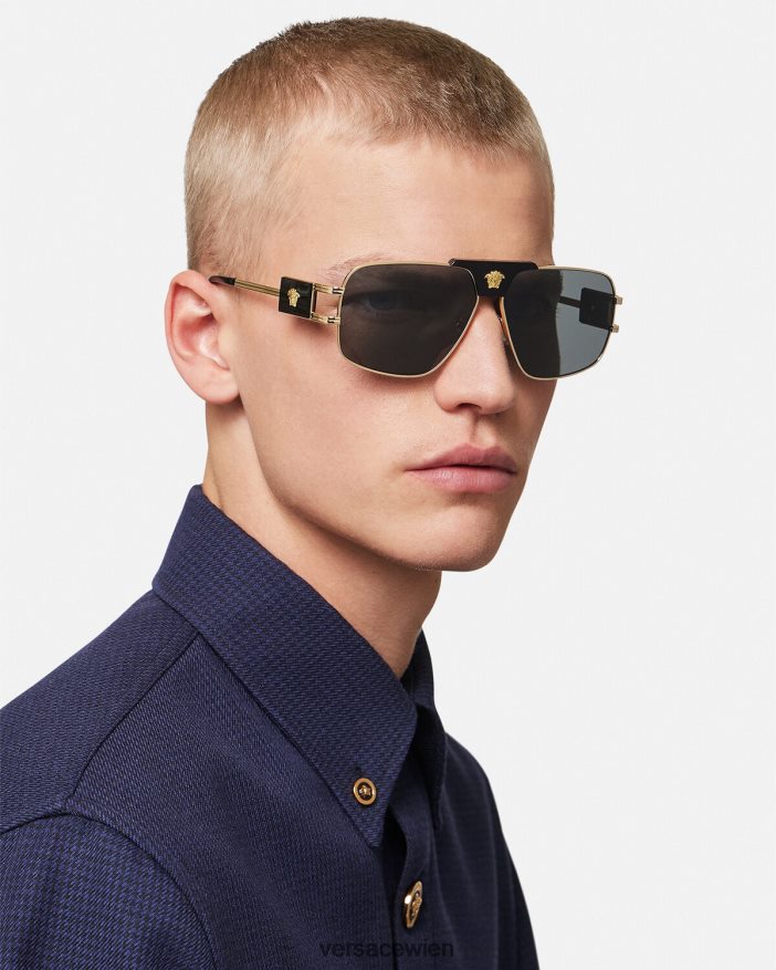 Schwarz Sonderprojekt Pilotensonnenbrille Versace Männer Zubehör 8N4XJD1672