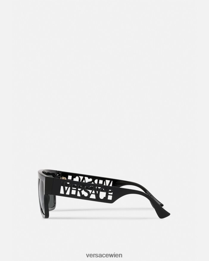 Schwarz Sonnenbrille mit Logo im Vintage-Stil der 90er Jahre Versace Frauen Zubehör 8N4XJD618