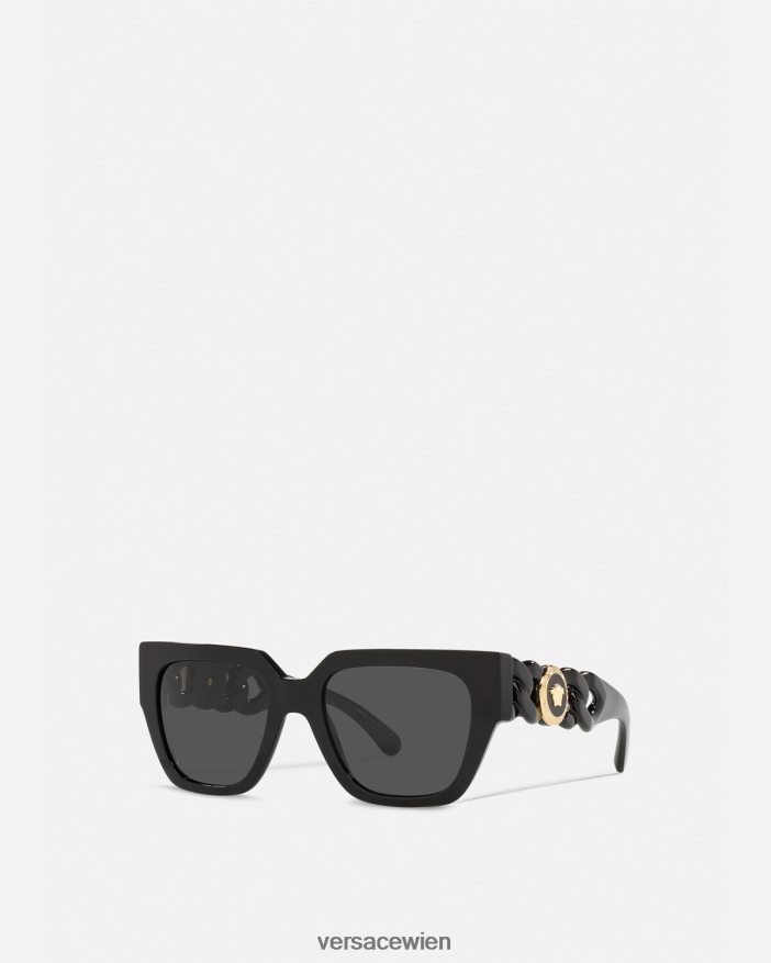 Schwarz Sonnenbrille mit Medusa-Kette Versace Frauen Zubehör 8N4XJD661