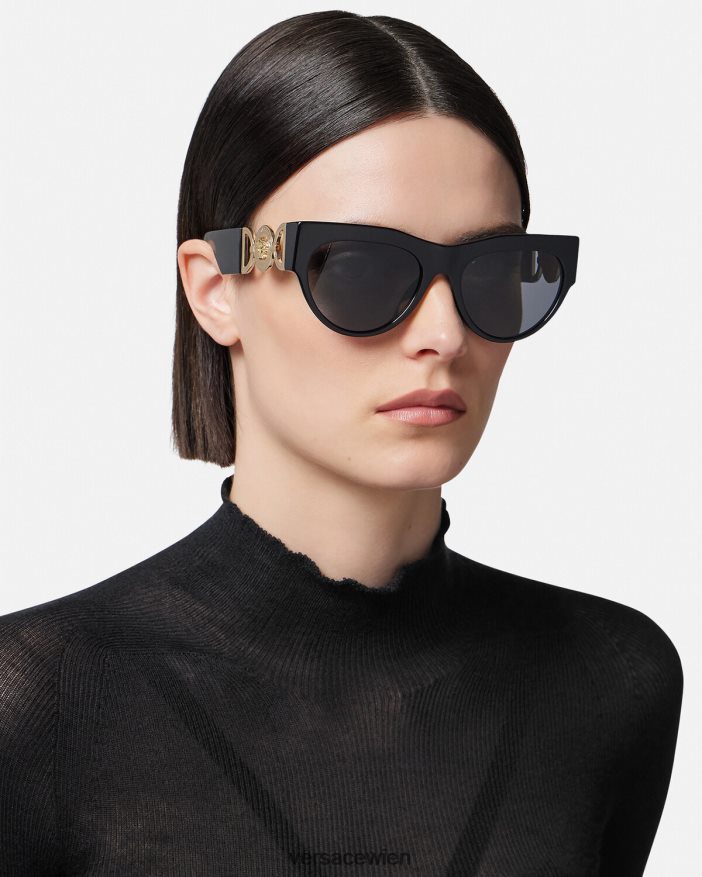 Schwarz Sonnenbrille mit geflügelter Medusa Versace Frauen Zubehör 8N4XJD603