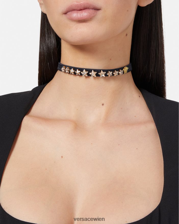 Schwarz Sternhalsband aus satiniertem Kristall Versace Frauen Zubehör 8N4XJD826