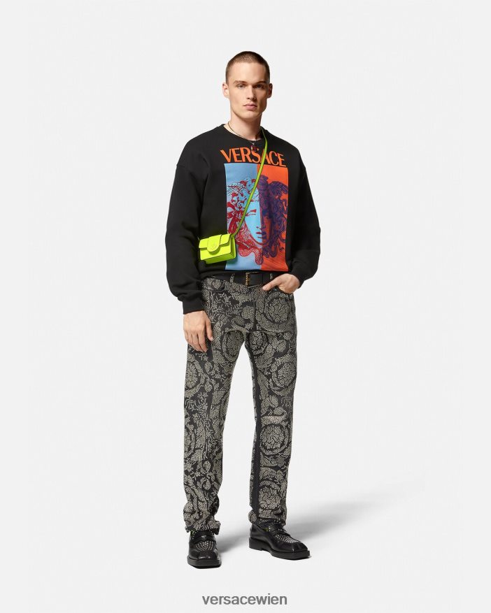 Schwarz Sweatshirt mit Medusa-Grafik Versace Männer Kleidung 8N4XJD1428