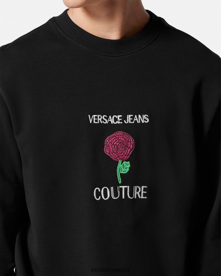 Schwarz Sweatshirt mit Rosen-Logo Versace Männer Kleidung 8N4XJD2379