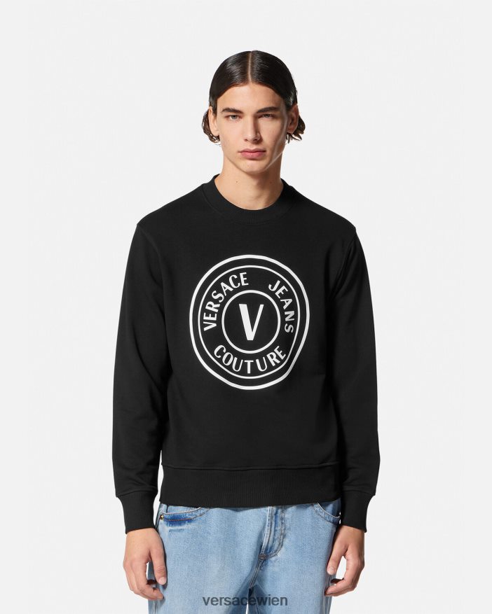 Schwarz Sweatshirt mit V-Emblem Versace Männer Kleidung 8N4XJD2411