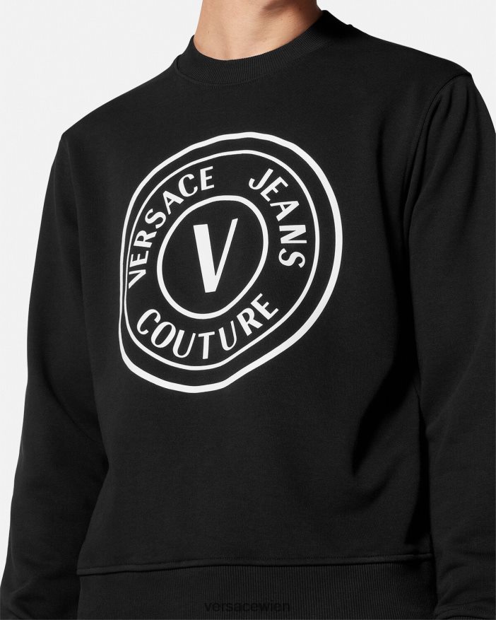 Schwarz Sweatshirt mit V-Emblem Versace Männer Kleidung 8N4XJD2411