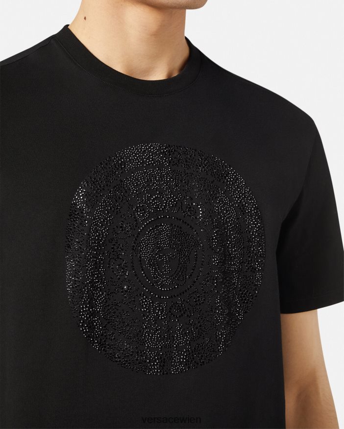 Schwarz T-Shirt mit Barocco-Silhouette Versace Männer Kleidung 8N4XJD1378