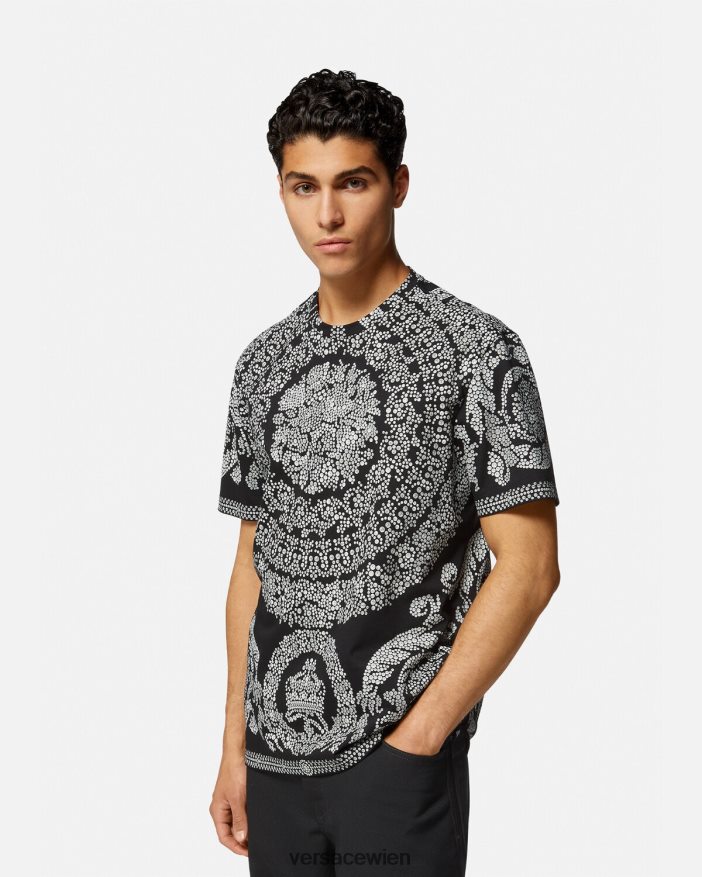 Schwarz T-Shirt mit Barocco-Silhouette Versace Männer Kleidung 8N4XJD1392