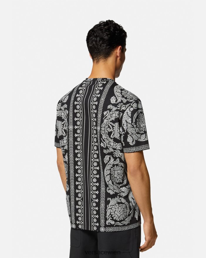 Schwarz T-Shirt mit Barocco-Silhouette Versace Männer Kleidung 8N4XJD1392