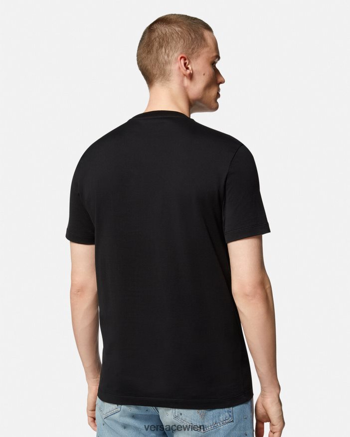 Schwarz T-Shirt mit La-Greca-Logo Versace Männer Kleidung 8N4XJD1409