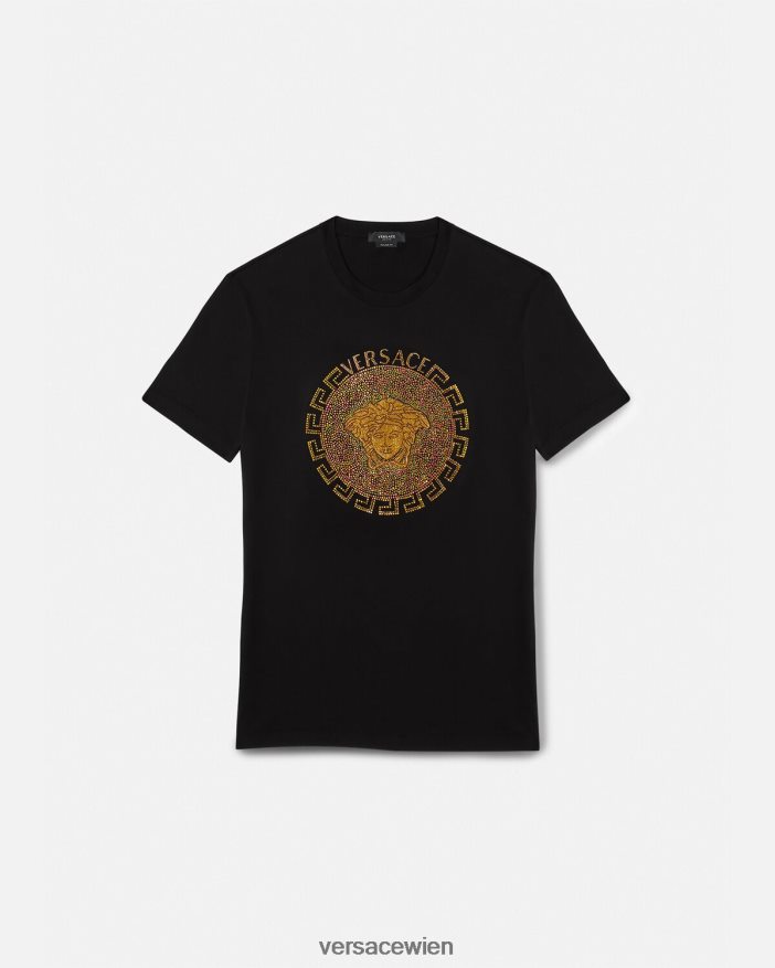 Schwarz T-Shirt mit Medusa-Kristall Versace Männer Kleidung 8N4XJD1374